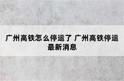 广州高铁怎么停运了 广州高铁停运最新消息